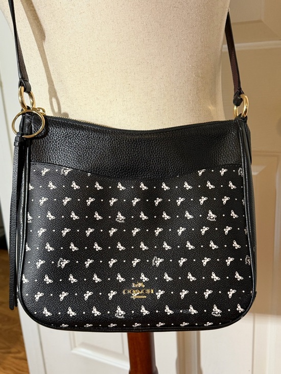 Coach Handbags - Coach Black Crossbody with Ivory Butterfly Print